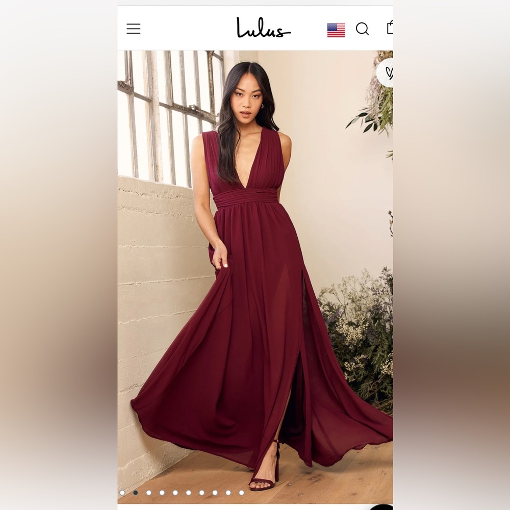 Lulus heavenly hues burgundy maxi dress; size small NWT